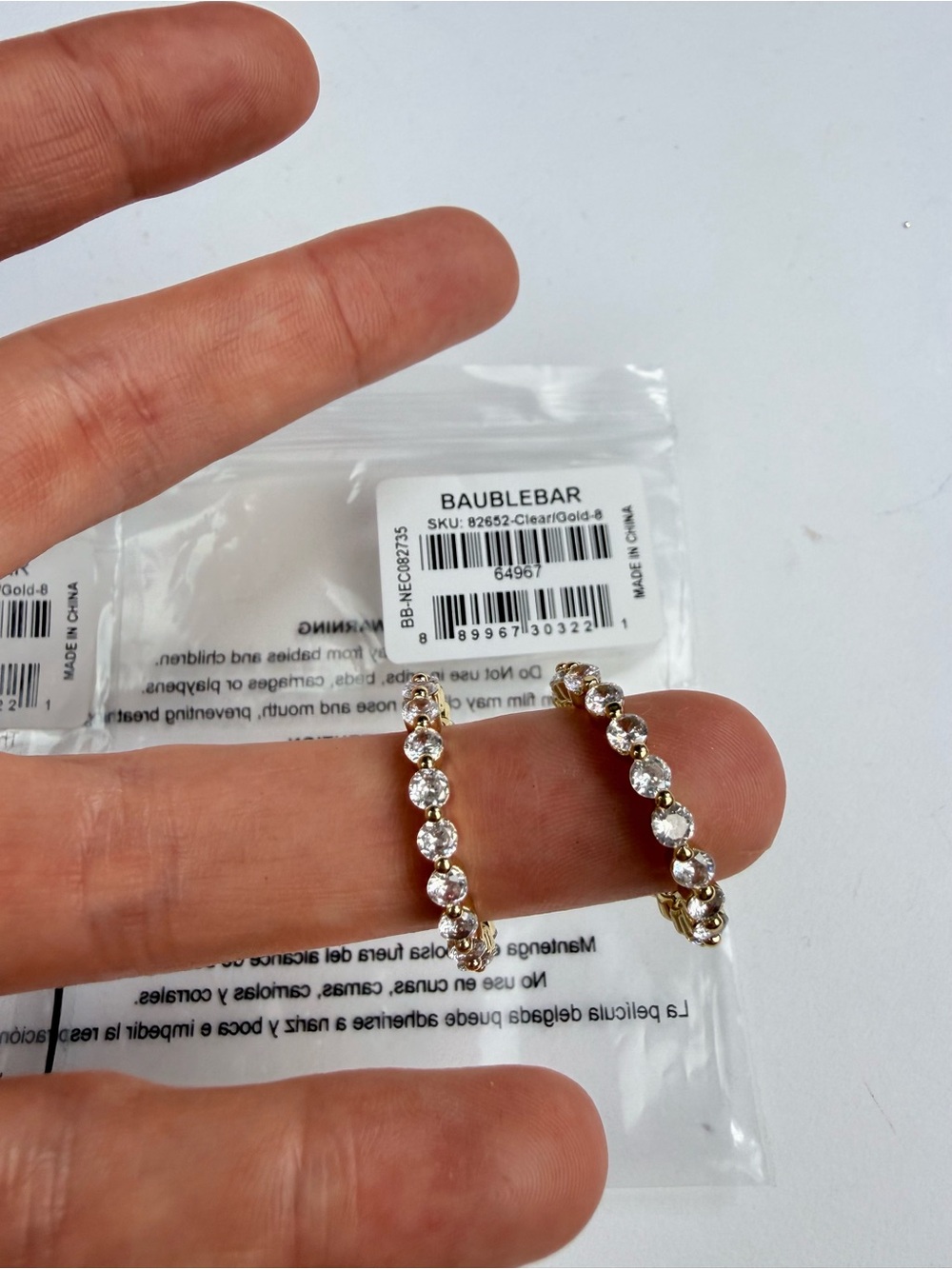 BaubleBar sz 8 Clear & Gold Alice rings NWT